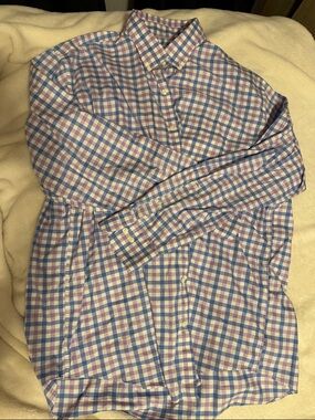 Peter Millar Men's Button-Up Plaid Shirt in Blue, Purple & White
